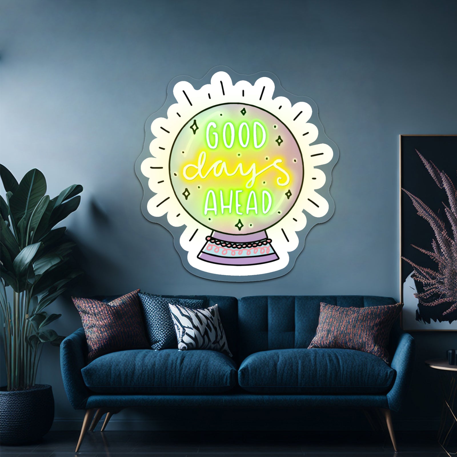 Good Days Ahead Crystal Ball Positivity Led Neon Signs Custom