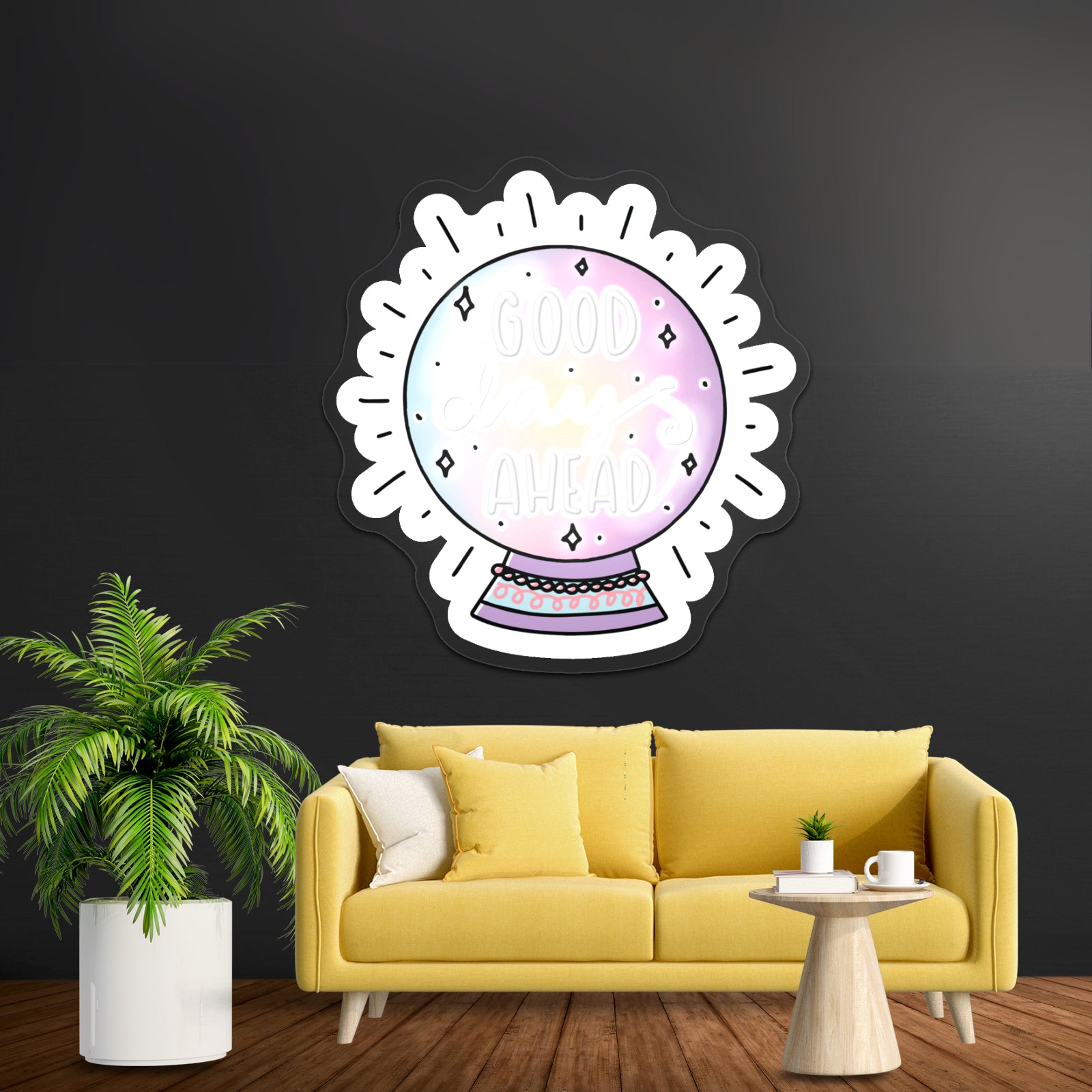 Good Days Ahead Crystal Ball Positivity Led Neon Signs Custom
