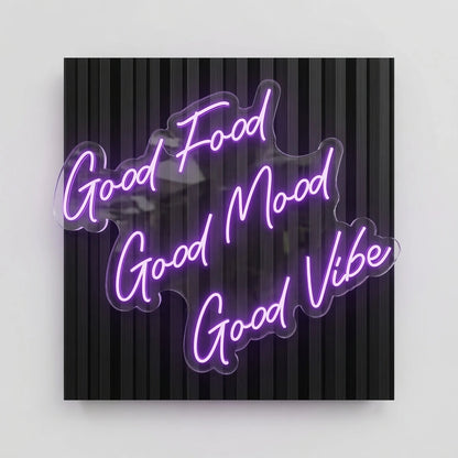 Good Food Good Mood Good Vibe Wall Decor LED Neon Sign - 01 Original Product Image