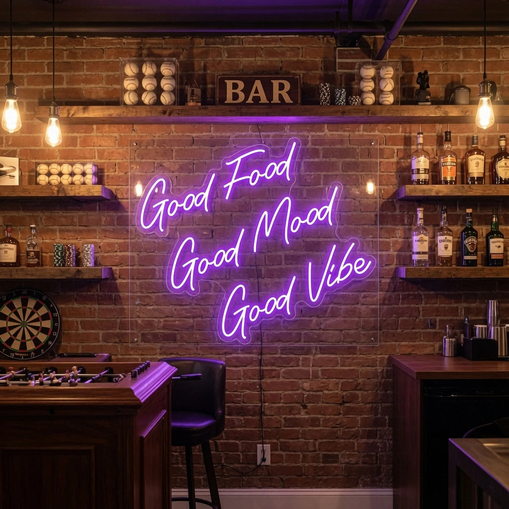 Good Food Good Mood Good Vibe Wall Decor LED Neon Sign - 03 Real Lifestyle Scene