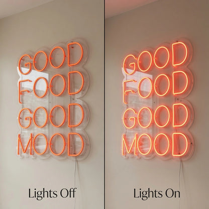 Good Food Good Mood LED Neon Sign Home Decor - 06 Day Night Comparison