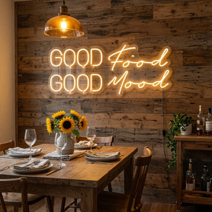 Good Food Good Mood LED Neon Sign Home Wall Art - 03 Real Lifestyle Scene