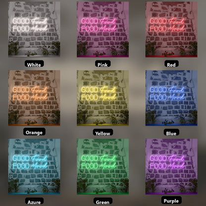 Good Food Good Mood LED Neon Sign Home Wall Art - 05 Color Grid