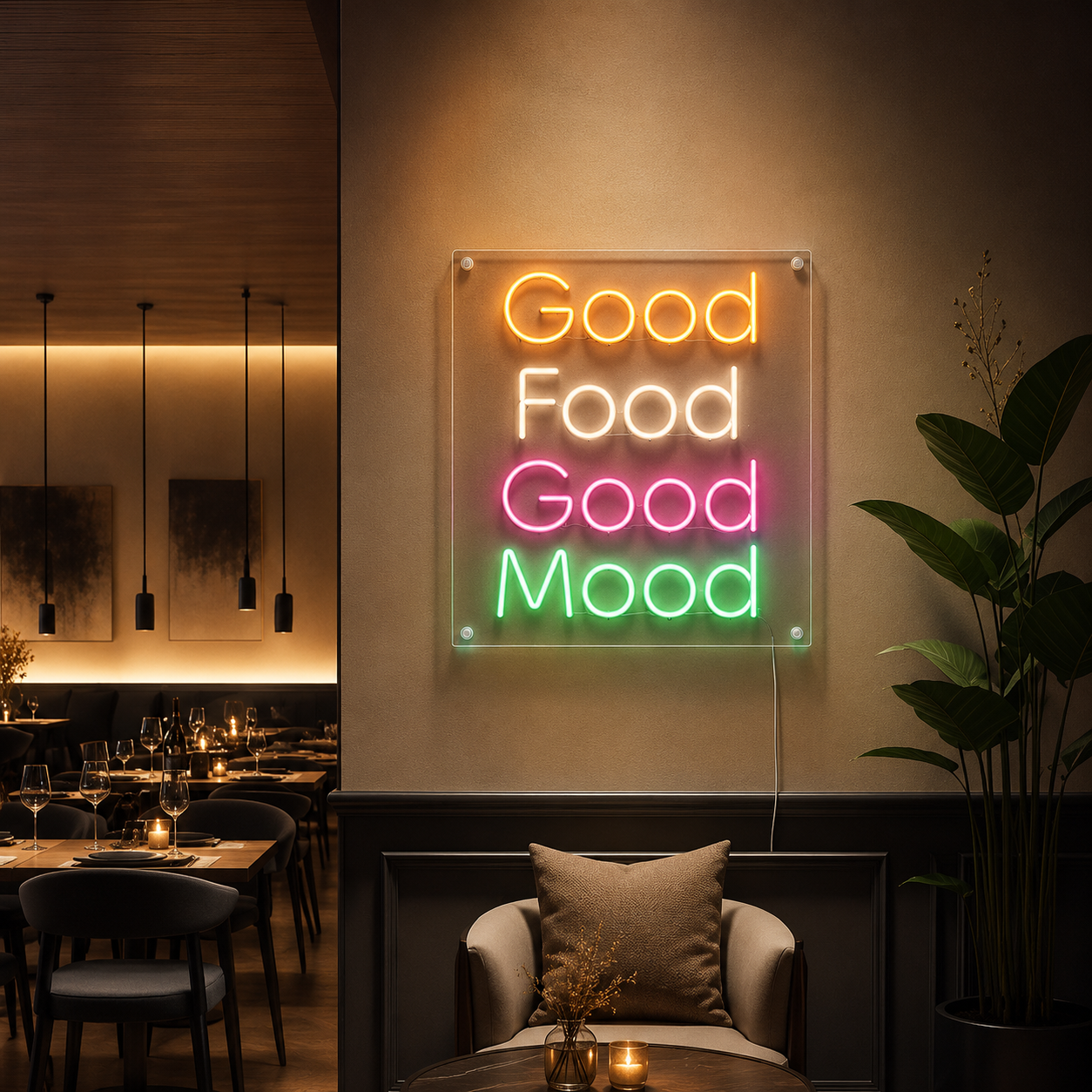 Good Food Good Mood LED Neon Sign Wall Decor - 01 Original Product Image