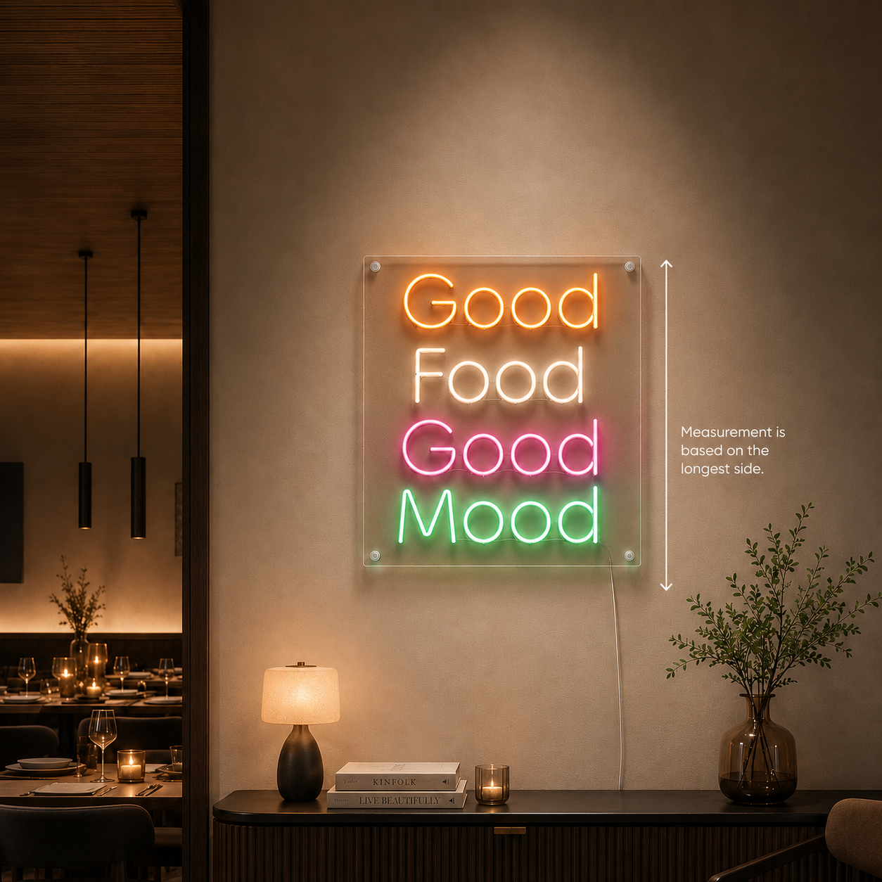 Good Food Good Mood LED Neon Sign Wall Decor - 04 Size Image