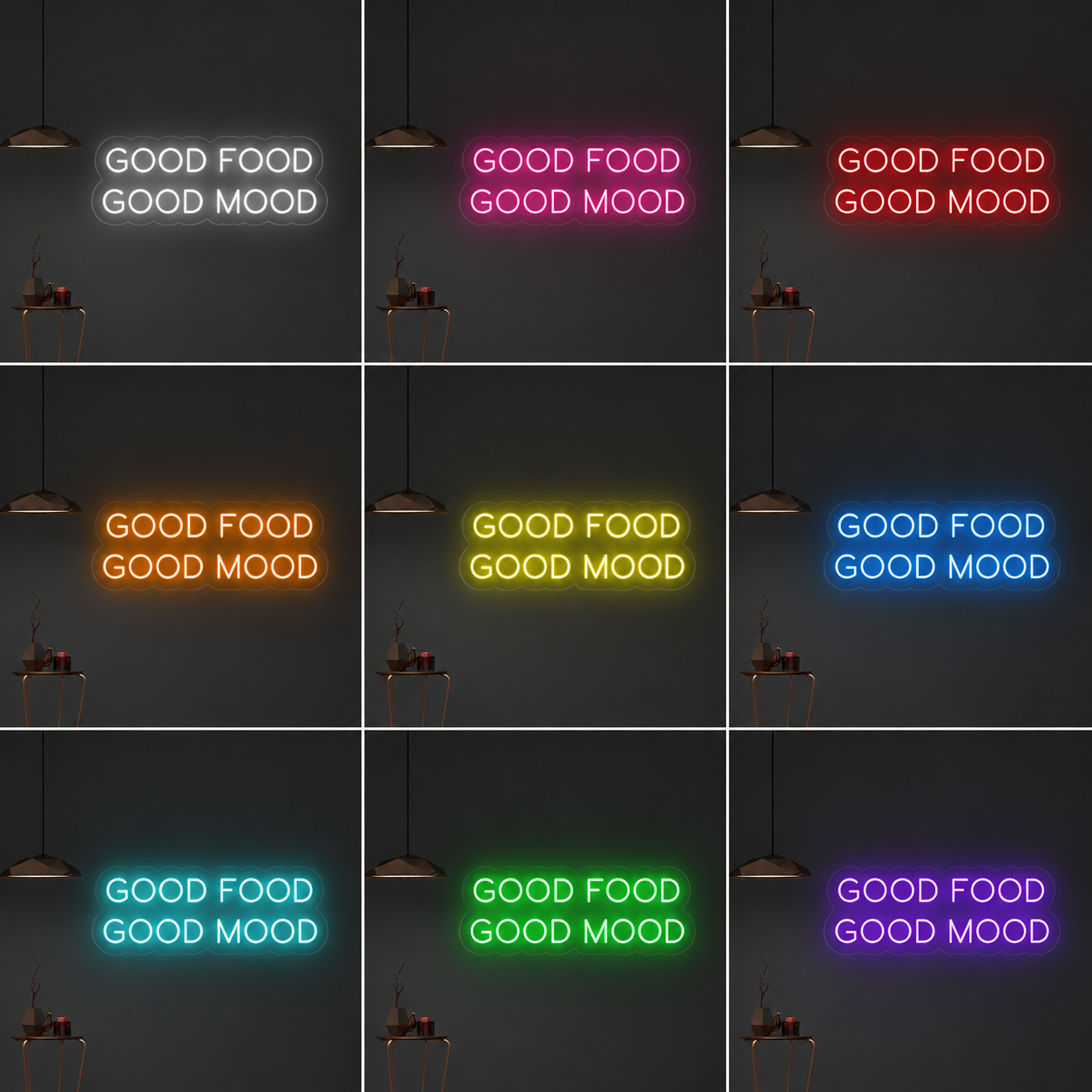 Good Food Good Mood Wall Decor LED Neon Sign - 05 Color Grid
