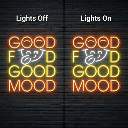 Good Food Is Good Mood Wall Decor LED Neon Sign - 06 Day Night Comparison