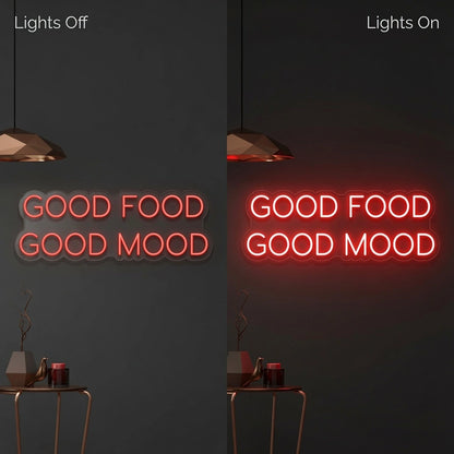 Good Food Mood LED Neon Sign - 06 Day Night Comparison
