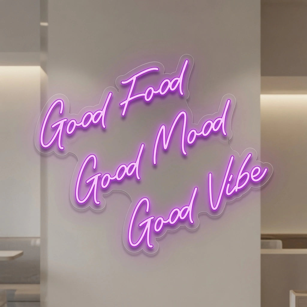 Good Food Mood Vibe LED Neon Sign - 04 Size Image