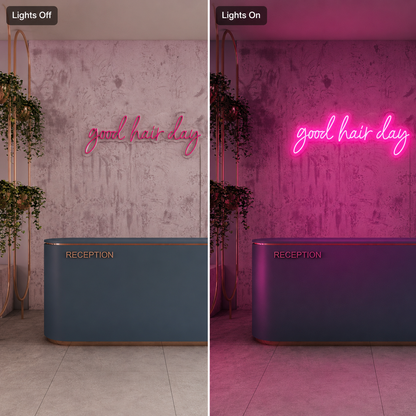 Good Hair Day LED Neon Sign Home Wall Art - 06 Day Night Comparison