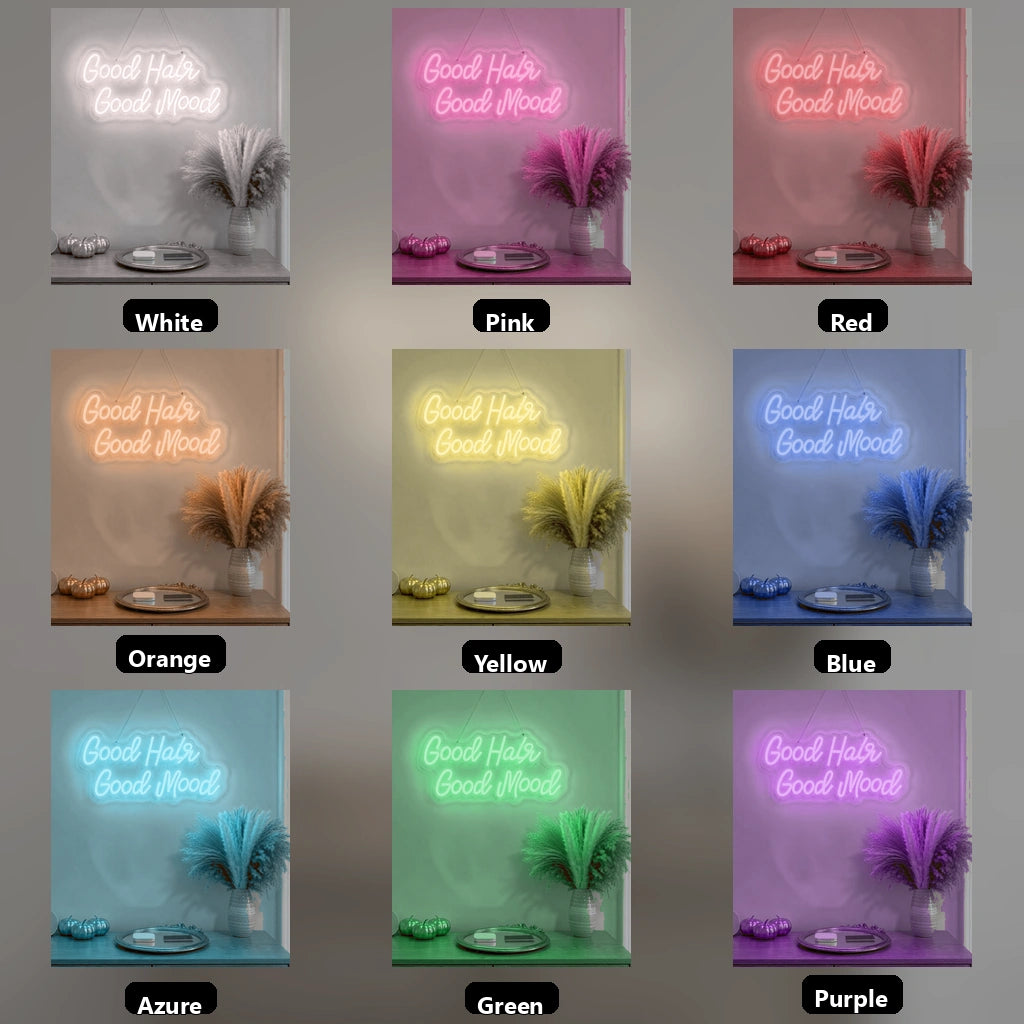Good Hair Good Mood LED Neon Sign - 05 Color Grid