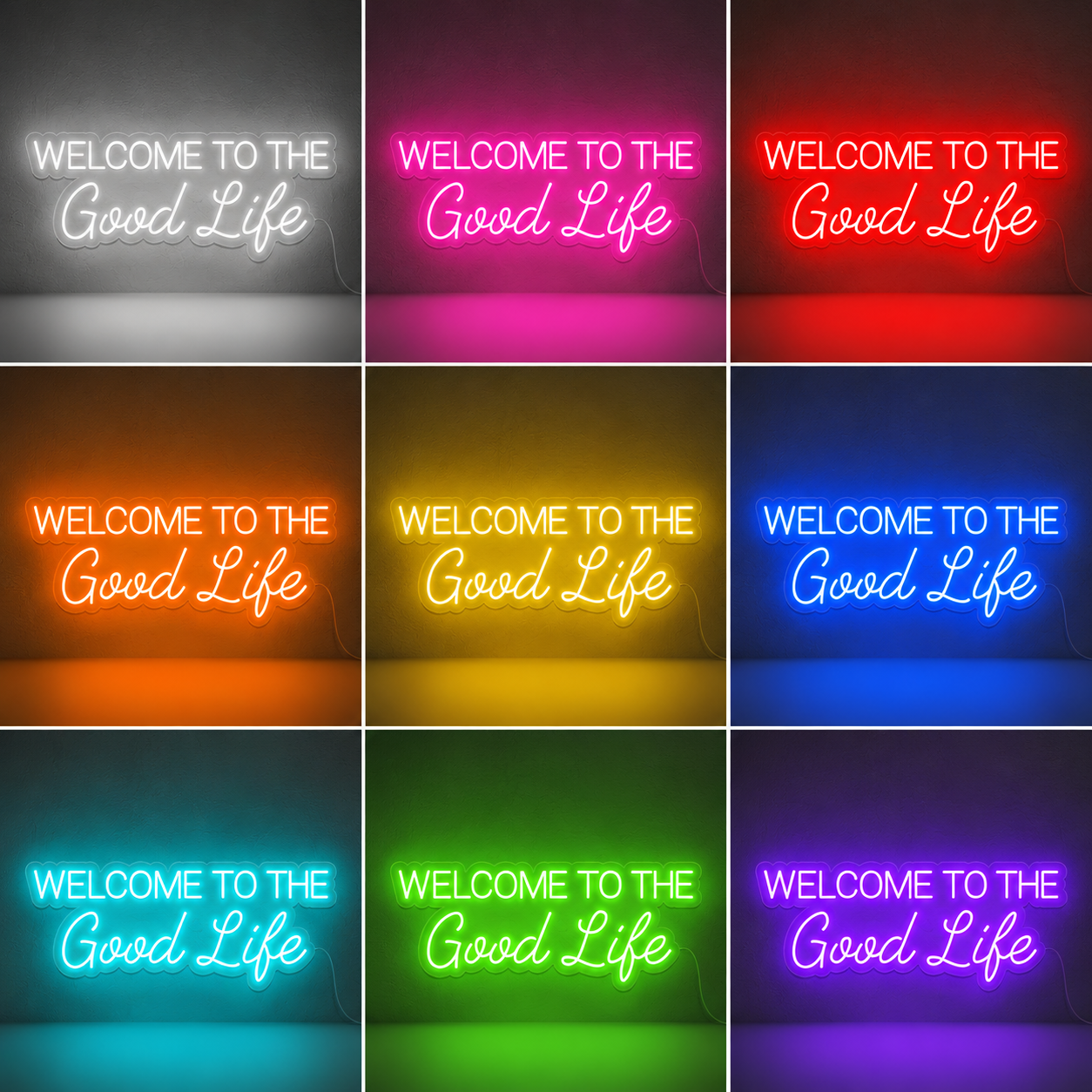 Good Life Wall Decor LED Neon Sign color grid