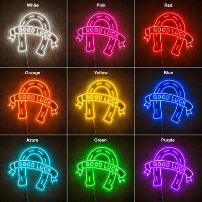 Good Luck Horseshoe LED Neon Sign color grid