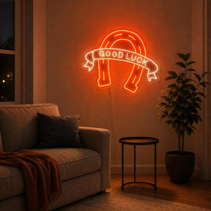 Good Luck Horseshoe LED Neon Sign - Shineneon