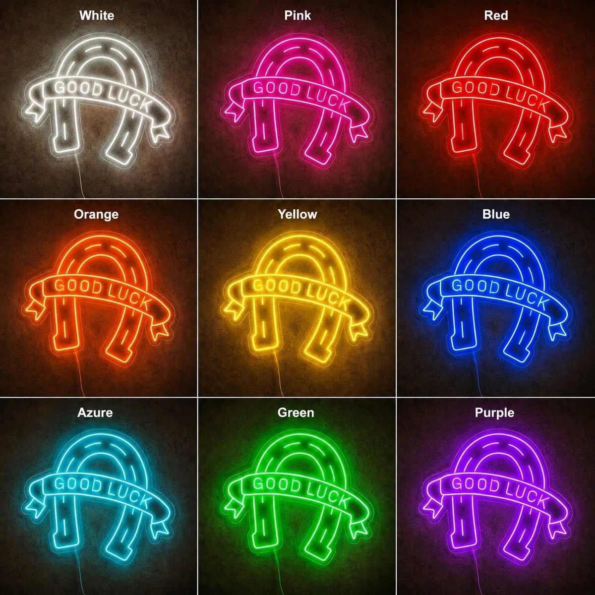 Good Luck Horseshoe LED Neon Sign - Shineneon