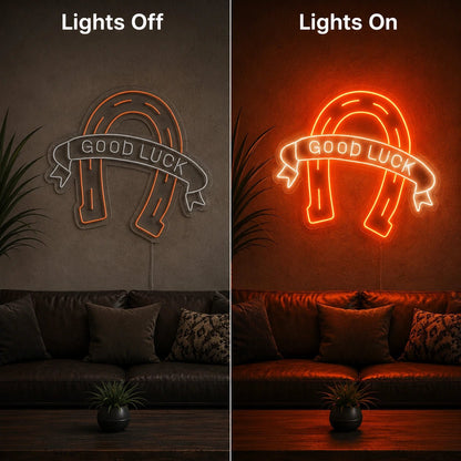 Good Luck Horseshoe LED Neon Sign - Shineneon