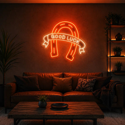 Good Luck Horseshoe LED Neon Sign - Shineneon