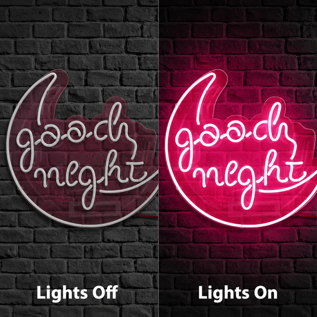 Good Night LED Neon Sign Wall Neon Sign - 06 Day Night Comparison