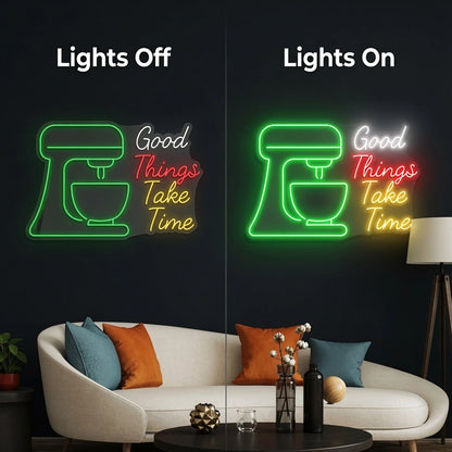 Good Things Take Time Wall Decor LED Neon Sign - 06 Day Night Comparison
