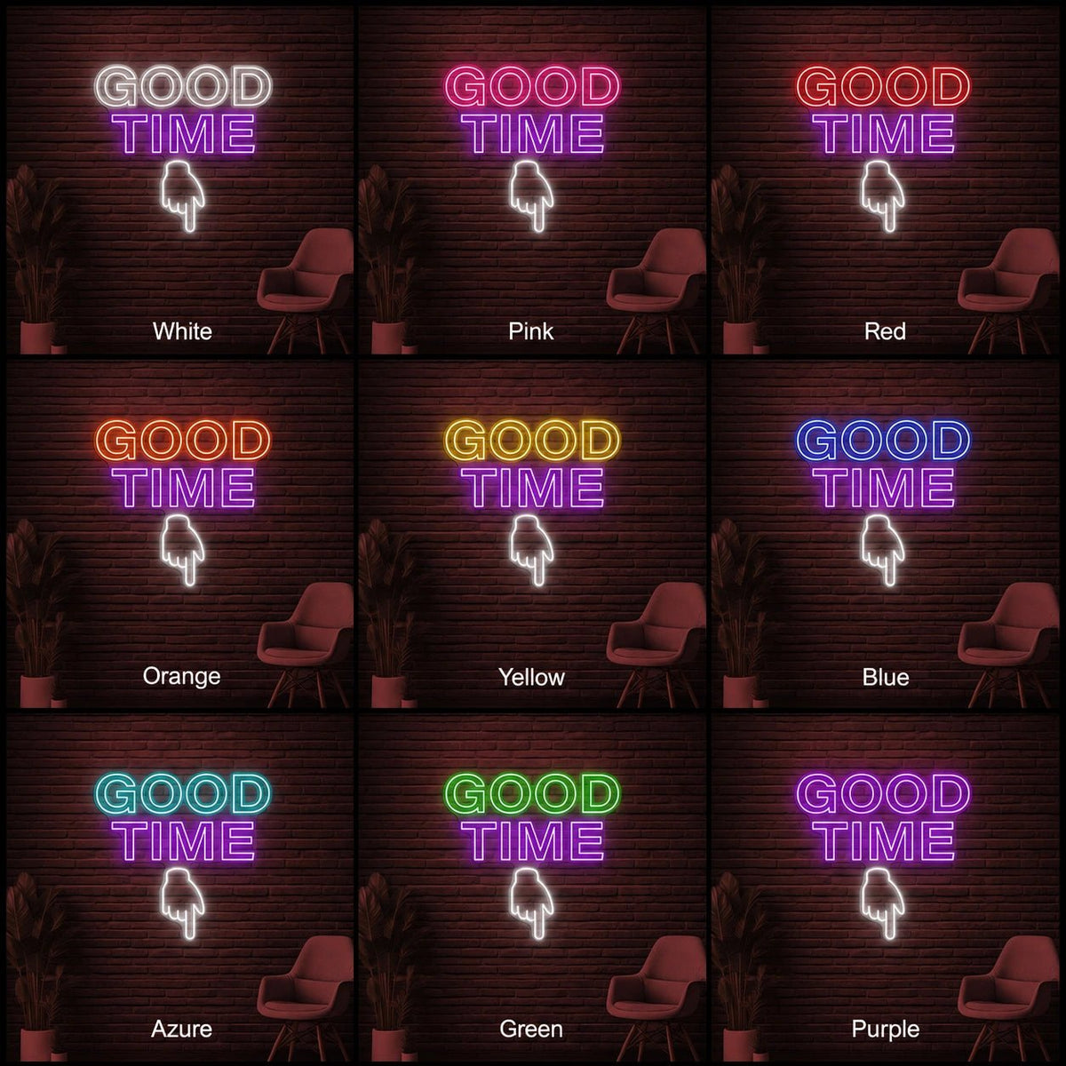 Good Time Pointing Hand LED Neon Sign - Shineneon