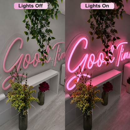 Good Times LED Neon Sign Bedroom Wall Art - 06 Day Night Comparison