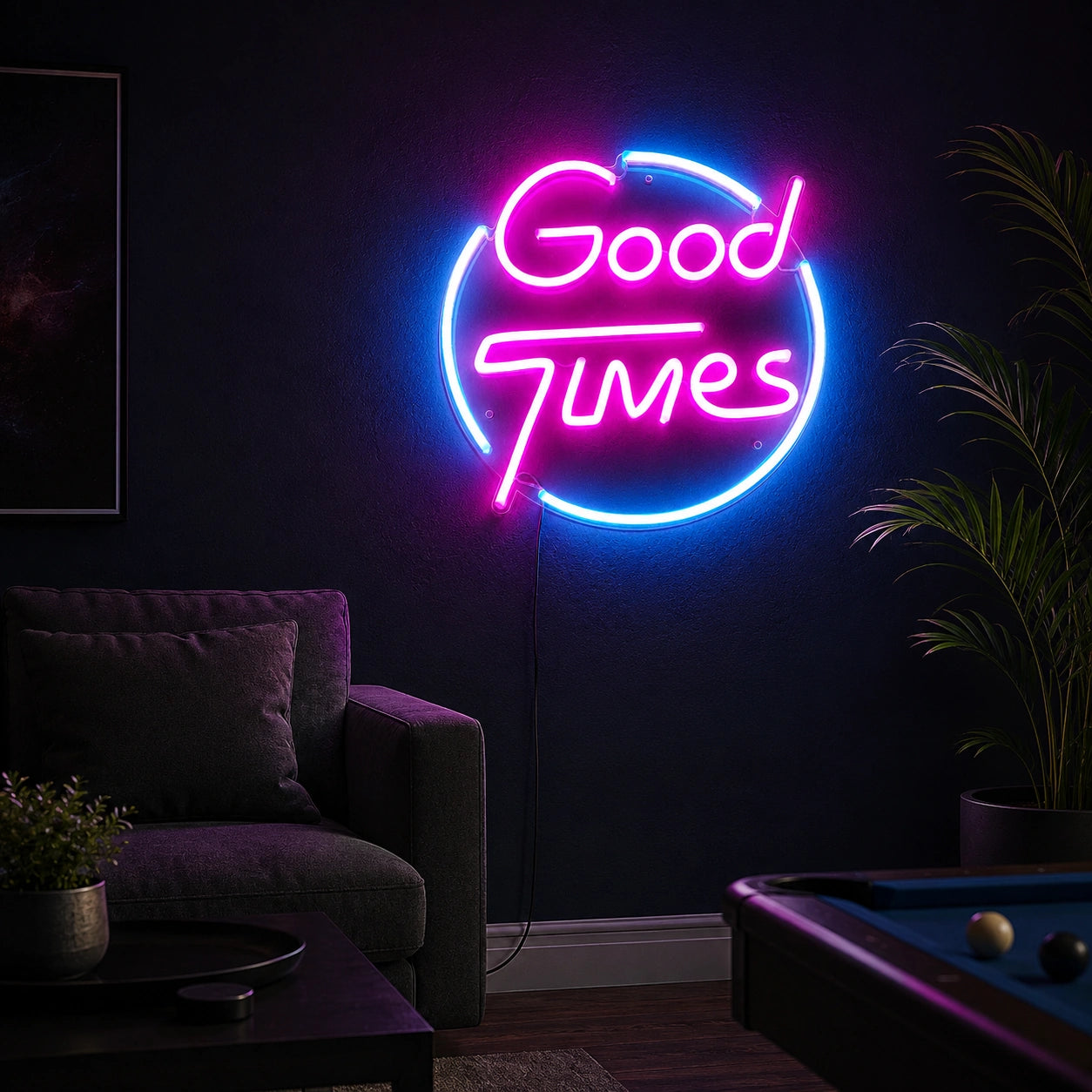 Good Times Man Cave LED Neon Sign real lifestyle scene