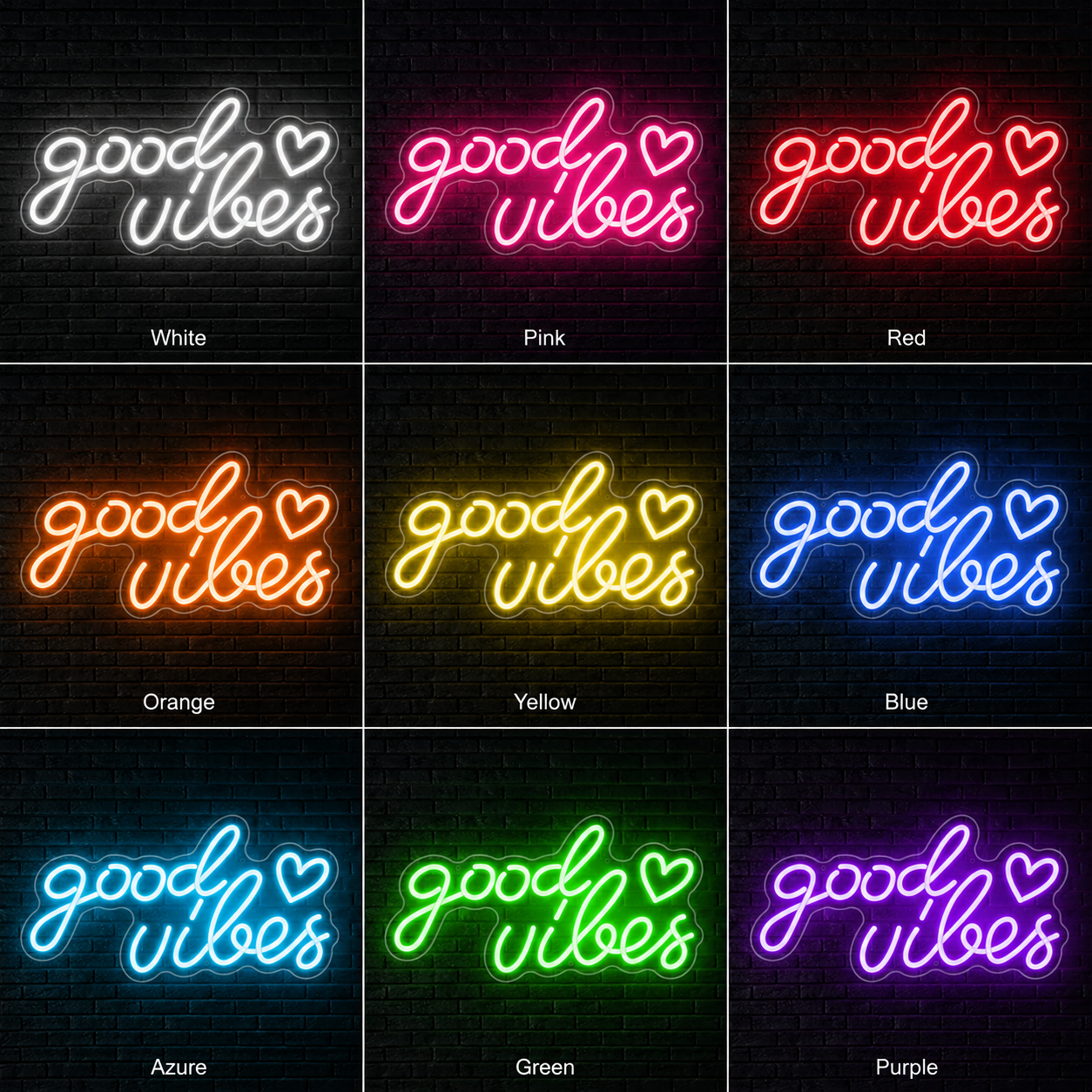 Good Vibes Aesthetic Room Decor LED Neon Sign - 05 Color Grid