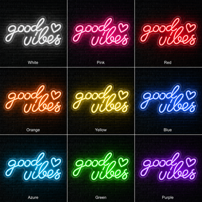 Good Vibes Aesthetic Room Decor LED Neon Sign - 05 Color Grid