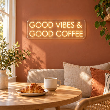 Good Vibes & Good Coffee LED Neon Sign - lifestyle view