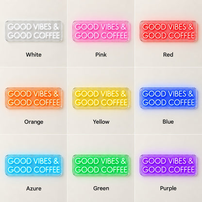 Good Vibes & Good Coffee LED Neon Sign - nine-color grid