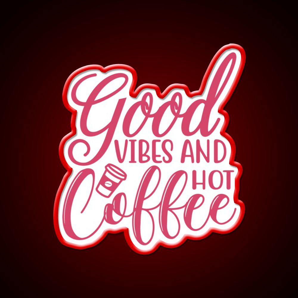 Good Vibes And Hot Coffee Pink Cafe Led Neon Sign Espresso Bar Art Rgb Color - Shineneon