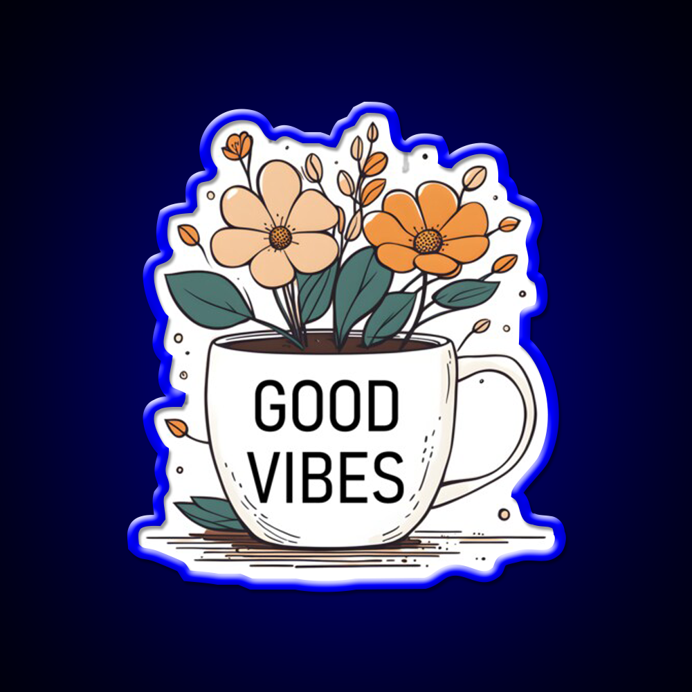 Good Vibes Cafe Led Neon Sign Espresso Bar Art Rgb Color