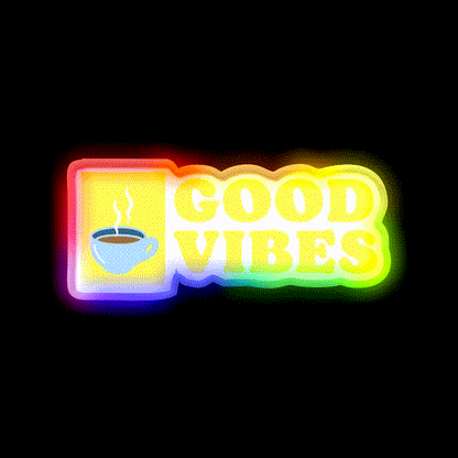 Good Vibes Cafe Led Neon Sign Espresso Bar Art For Coffee Lover Rgb Color