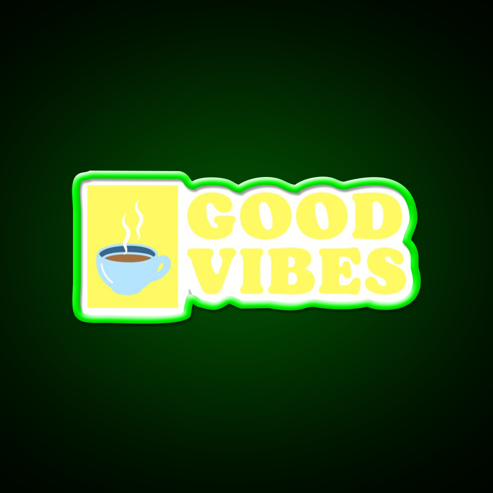 Good Vibes Cafe Led Neon Sign Espresso Bar Art For Coffee Lover Rgb Color