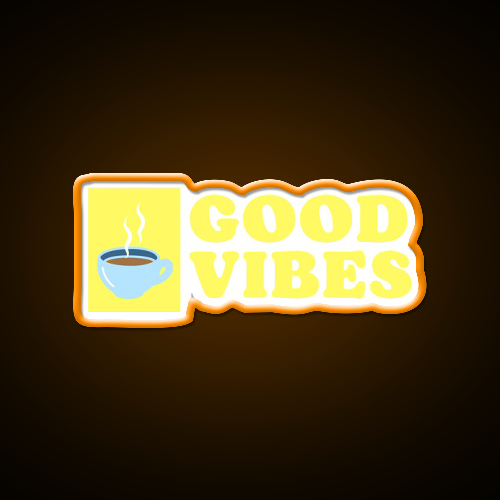 Good Vibes Cafe Led Neon Sign Espresso Bar Art For Coffee Lover Rgb Color