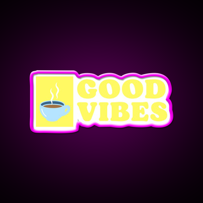 Good Vibes Cafe Led Neon Sign Espresso Bar Art For Coffee Lover Rgb Color