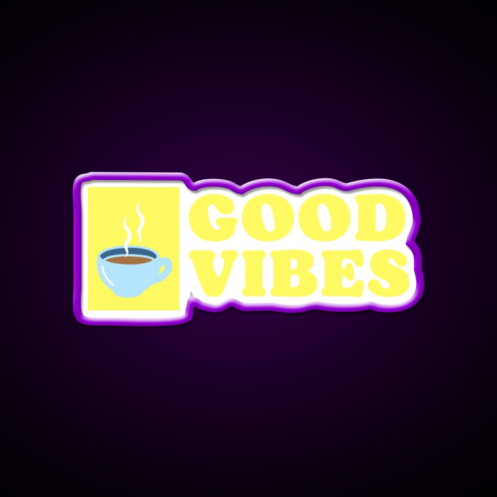 Good Vibes Cafe Led Neon Sign Espresso Bar Art For Coffee Lover Rgb Color