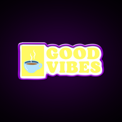 Good Vibes Cafe Led Neon Sign Espresso Bar Art For Coffee Lover Rgb Color