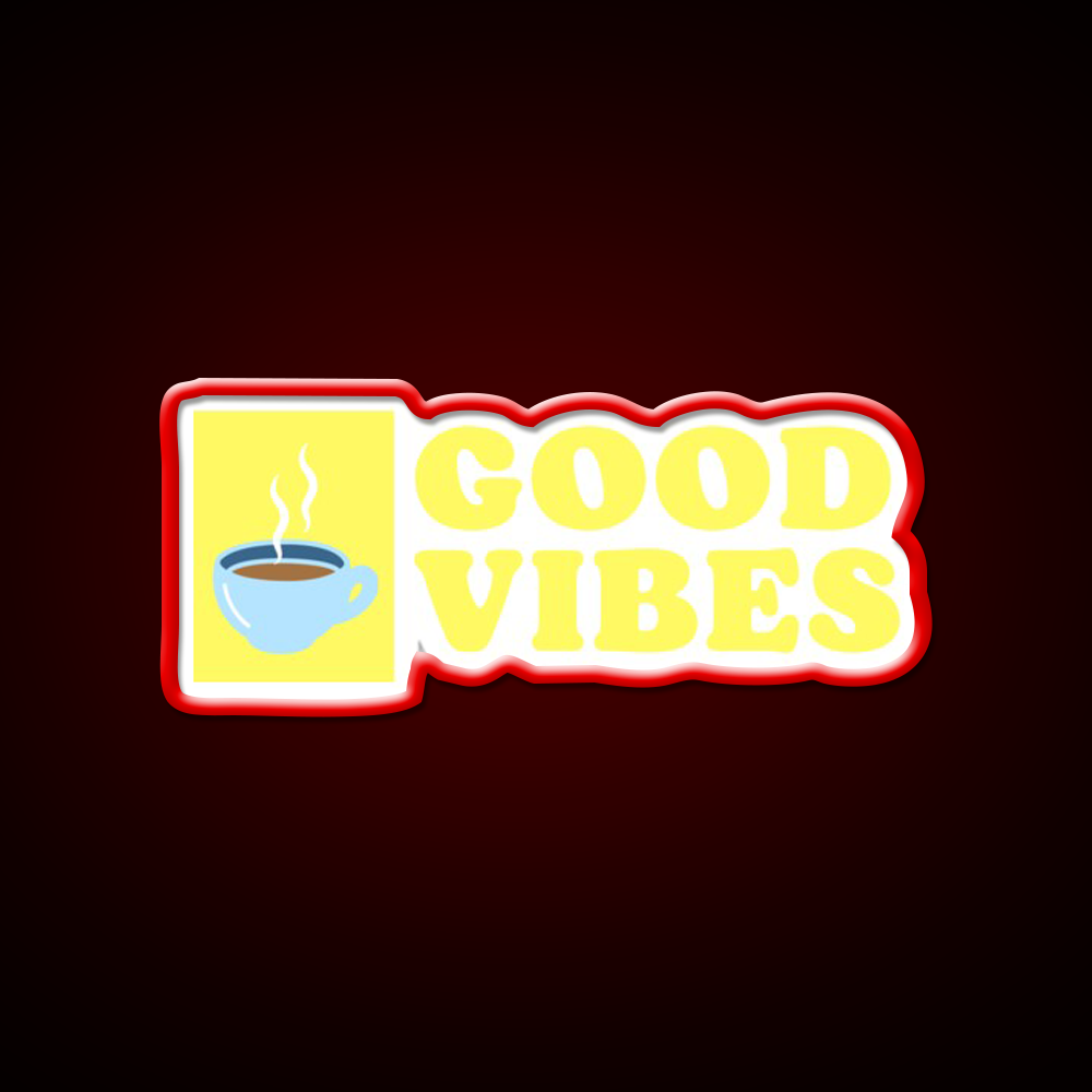 Good Vibes Cafe Led Neon Sign Espresso Bar Art For Coffee Lover Rgb Color