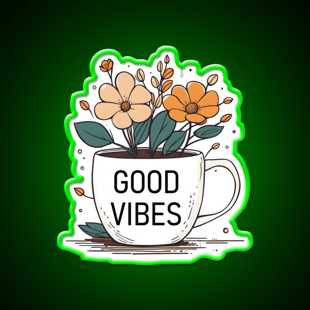 Good Vibes Cafe Led Neon Sign Espresso Bar Art Rgb Color