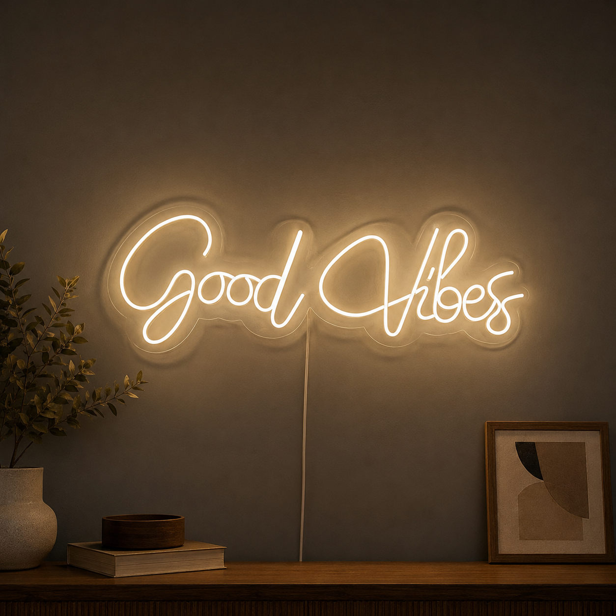 Good Vibes Cursive Wall Art LED Neon Sign - 02 High-Converting Product Image