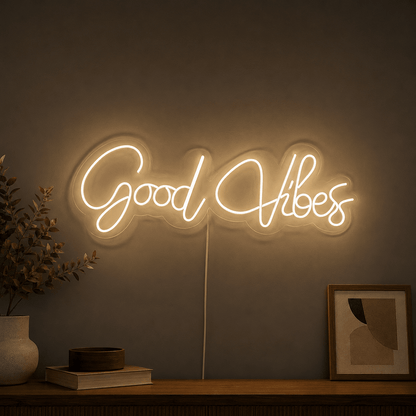 Good Vibes Cursive Wall Art LED Neon Sign - Shineneon