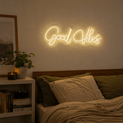 Good Vibes Cursive Wall Art LED Neon Sign - Shineneon