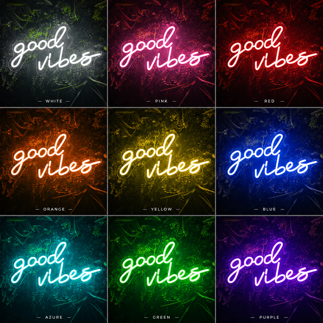 Good Vibes Cursive Wall Decor LED Neon Sign - 05 Color Grid