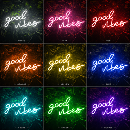 Good Vibes Cursive Wall Decor LED Neon Sign - 05 Color Grid