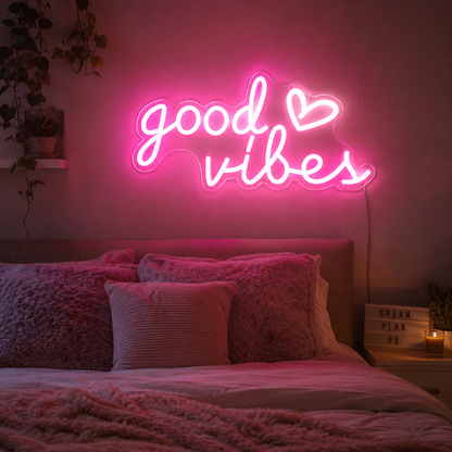 Good Vibes Cutout LED Neon Sign - 03 Real Lifestyle Scene