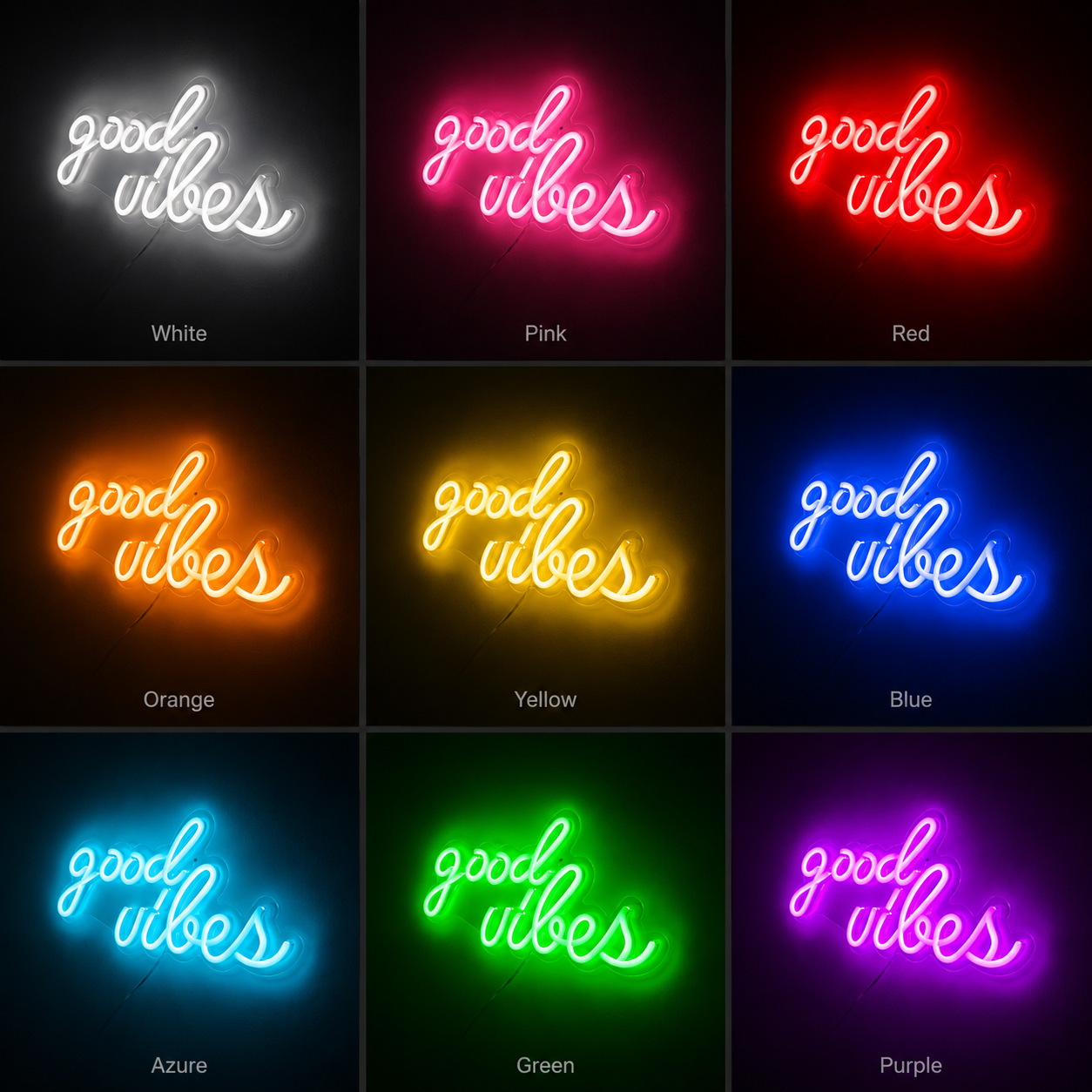 Good Vibes Dorm Room Decor LED Neon Sign - 05 Color Grid