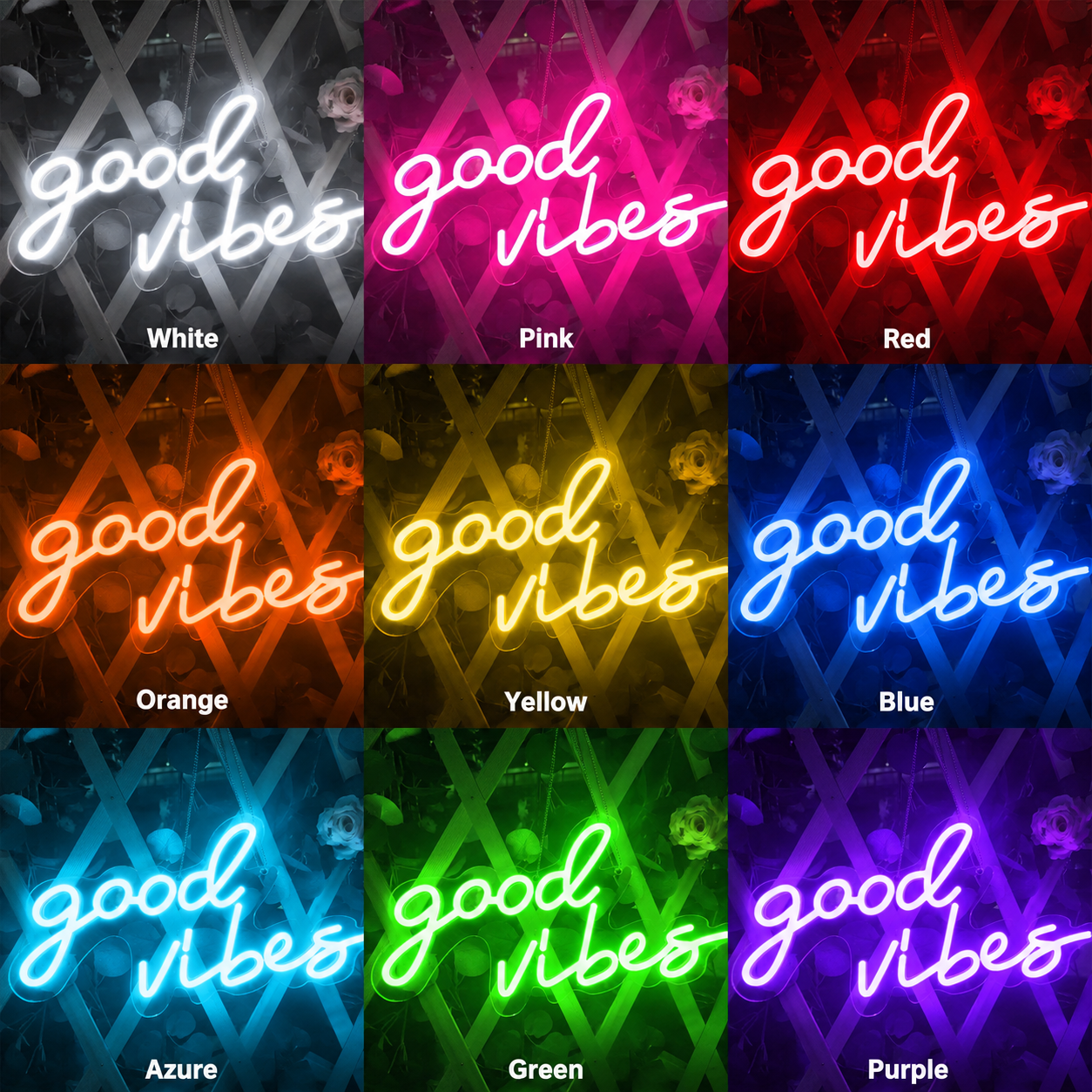 Good Vibes Gallery Wall Decor LED Neon Sign - 05 Color Grid