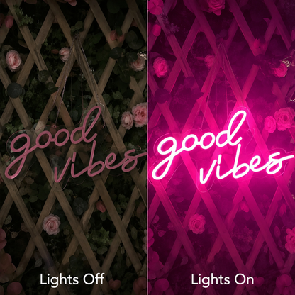 Good Vibes Gallery Wall Decor LED Neon Sign - 06 Day Night Comparison