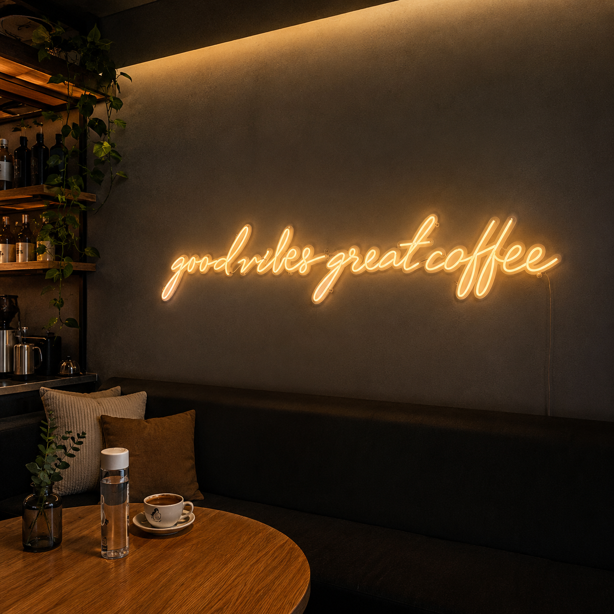 Good Vibes Great Coffee LED Neon Sign - 03 Real Lifestyle Scene